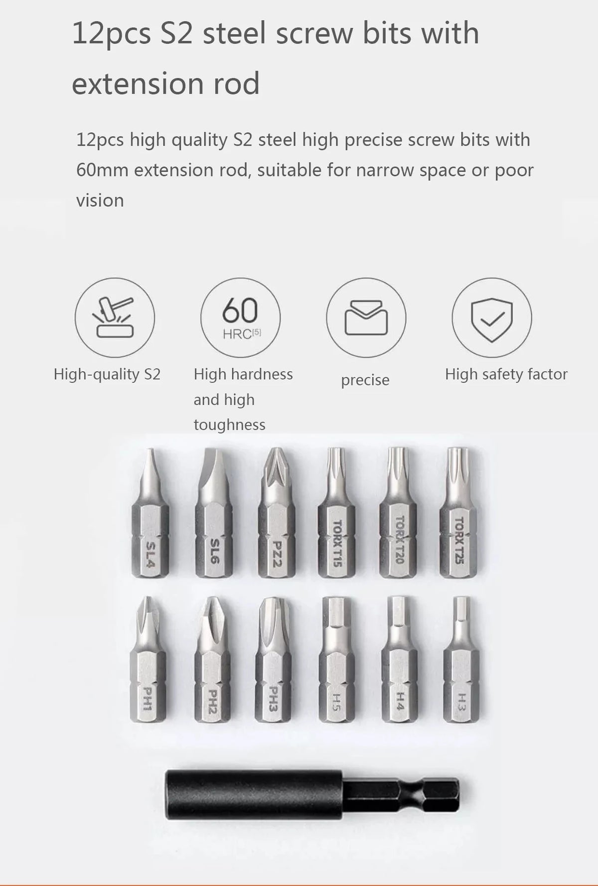 3.6V 2000mAh Li-ion 5N.m Electric Screwdriver With 12Pcs