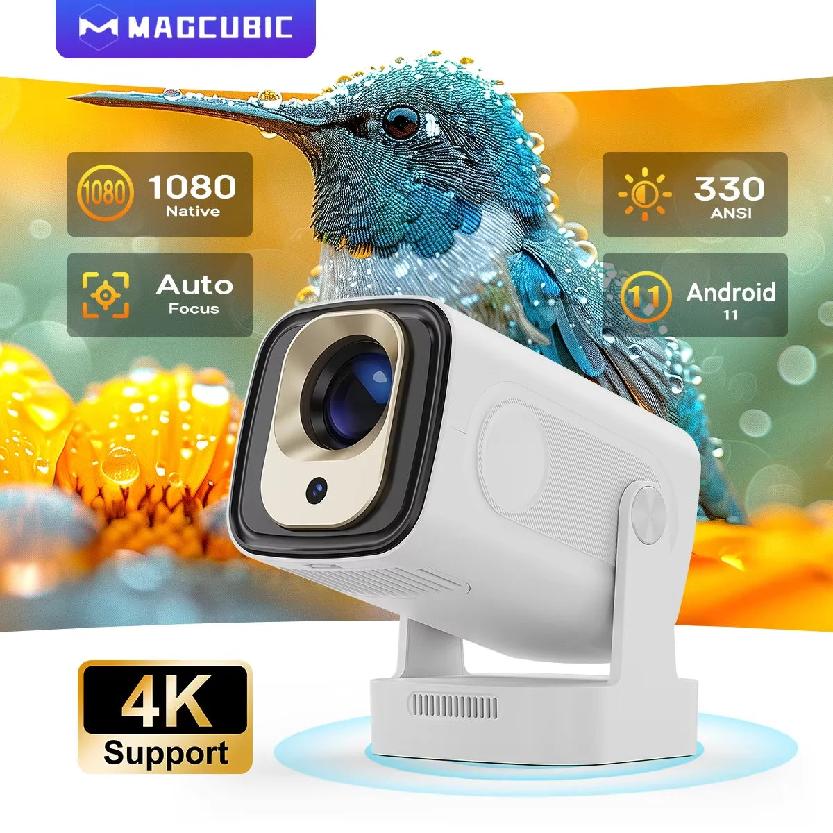 Magcubic 1080P Auto Focus 4K HD Mini Projector Portable Android