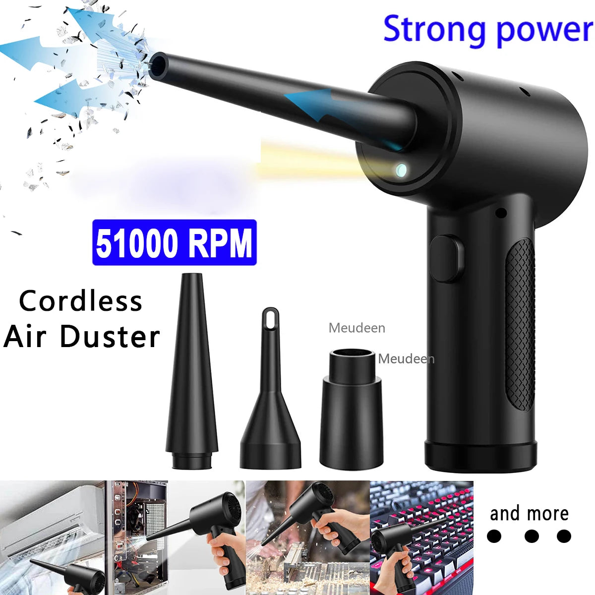 USB C 15000mAh Wireless Air Duster Compressed Air Blower Gun