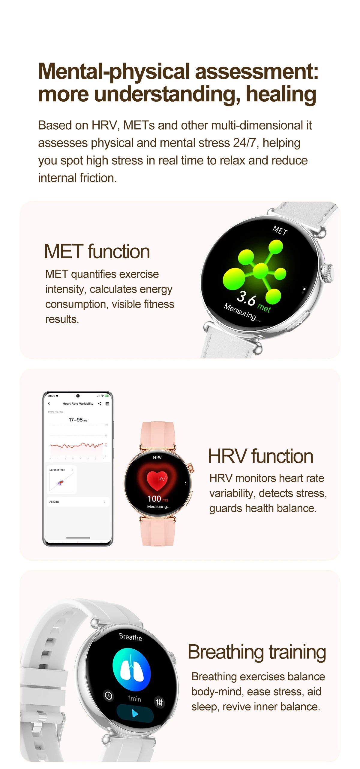 Women ECG Health Smart Watch 1.32'' AMOLED
