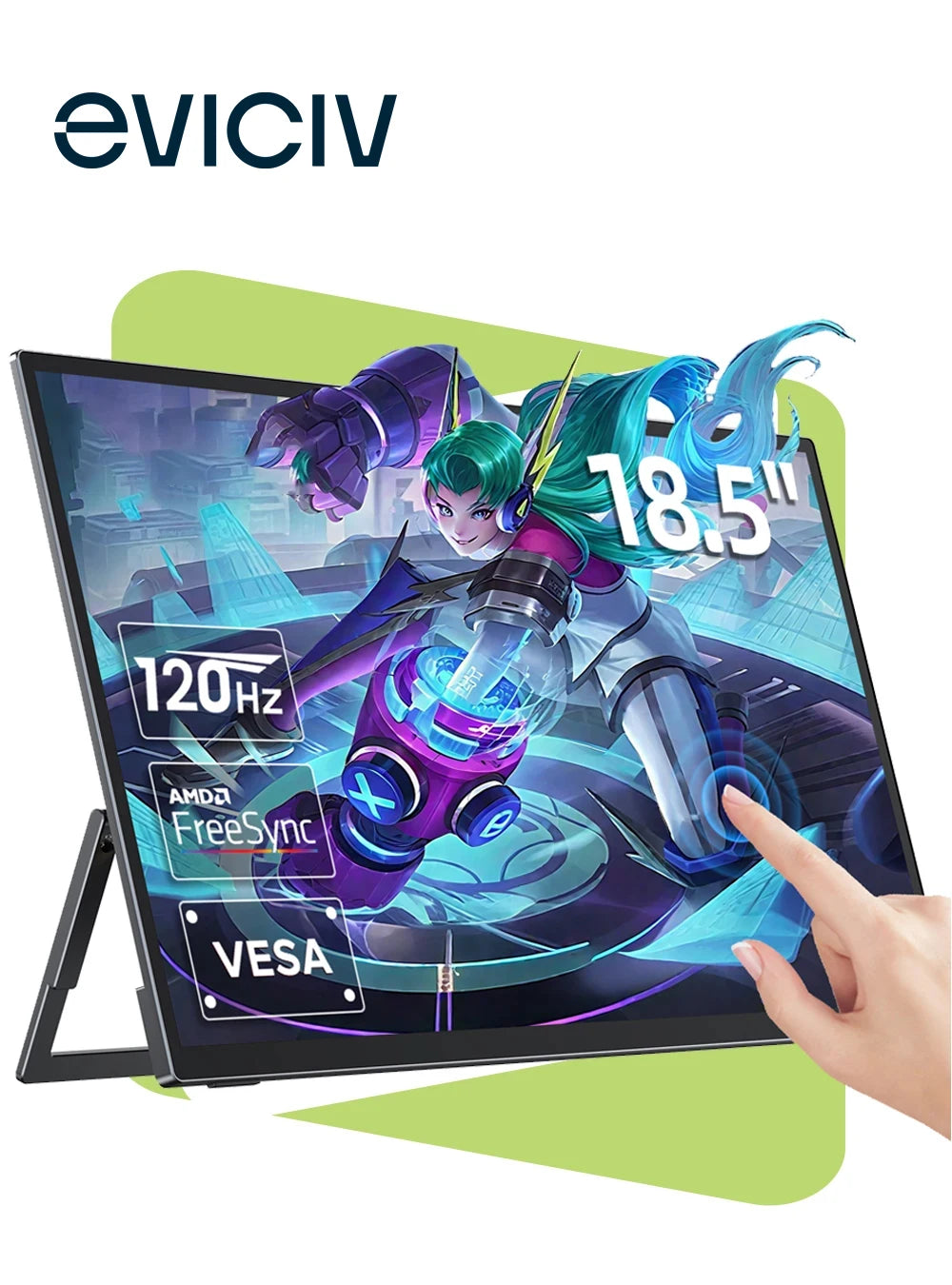 EVICIV Portable Monitor Touchscreen 18.5 Inch 120Hz 1080P FHD FreeSync IPS HDR Gaming Display HDMI Type-C Mobile Monitor for PC