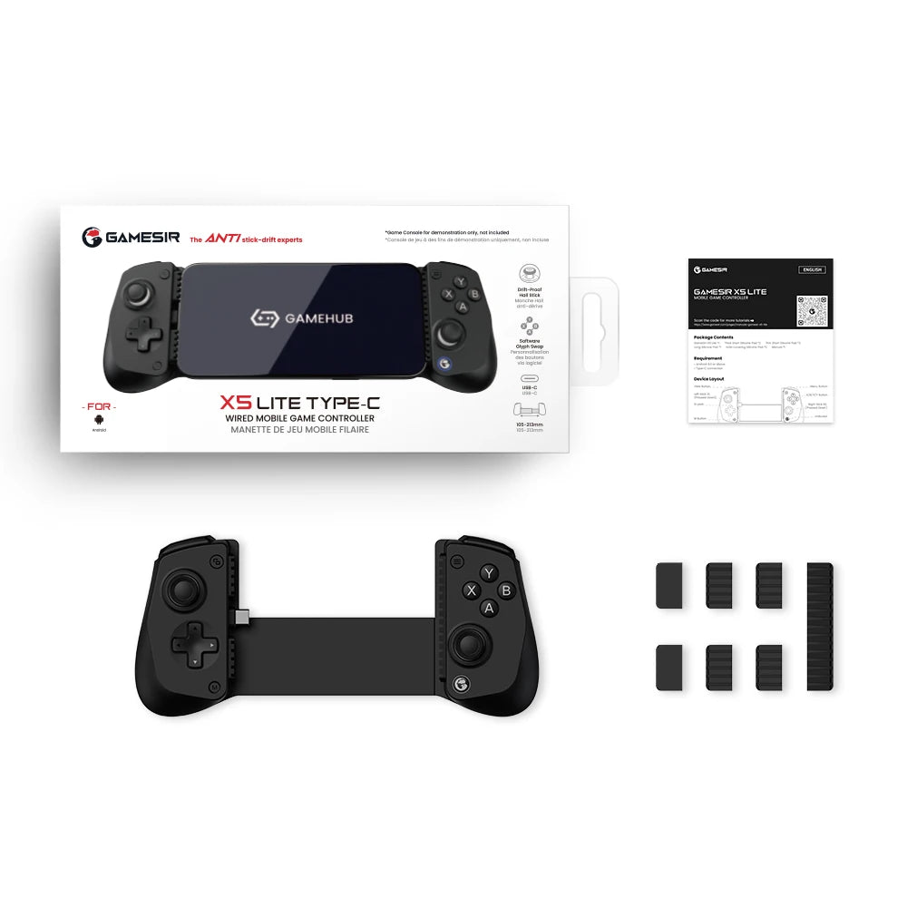 GameSir X5 Lite Mobile Gaming Controller for Android & iPhone 16/15, Hall Effect Joystick Portable Gamepad