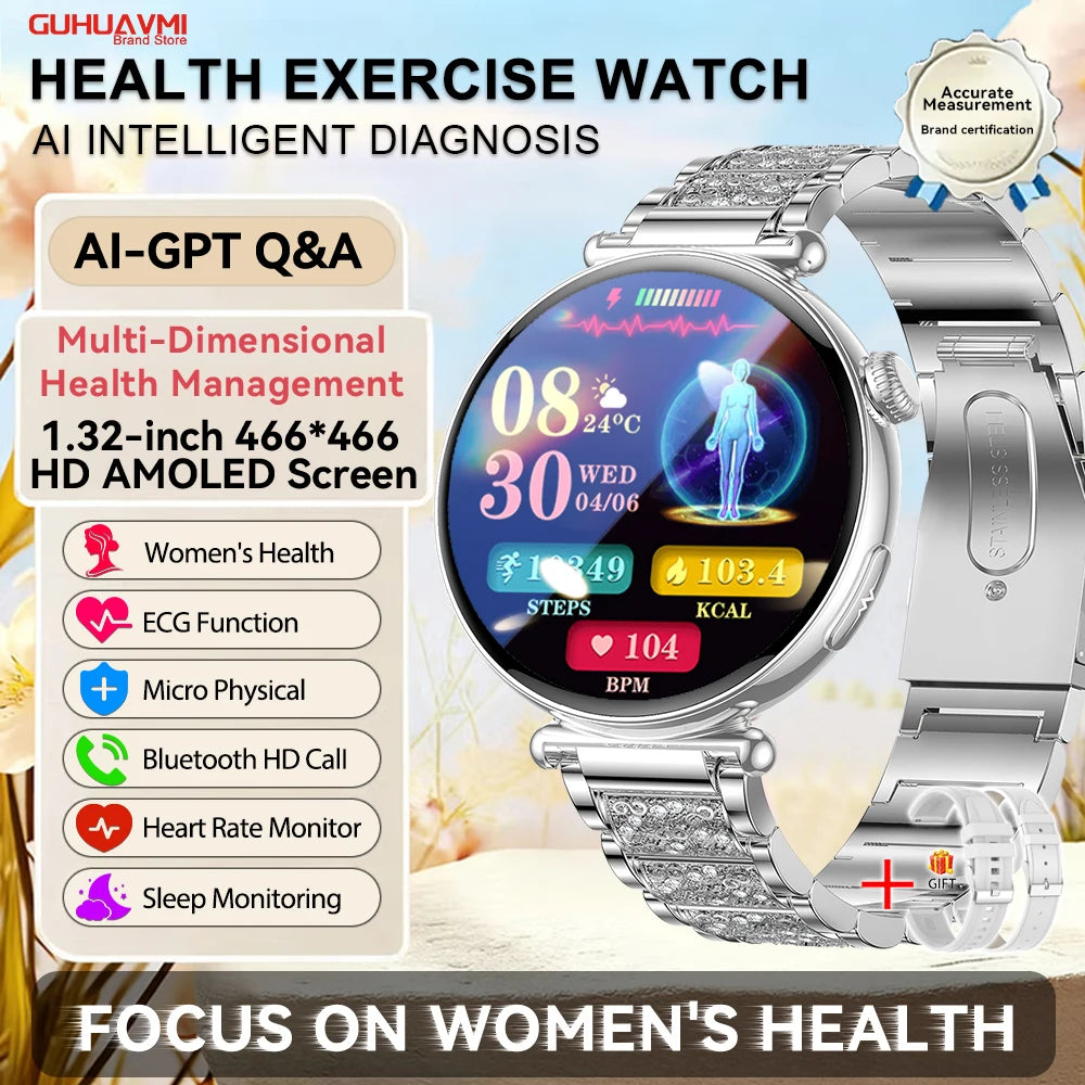 Women ECG Health Smart Watch 1.32'' AMOLED