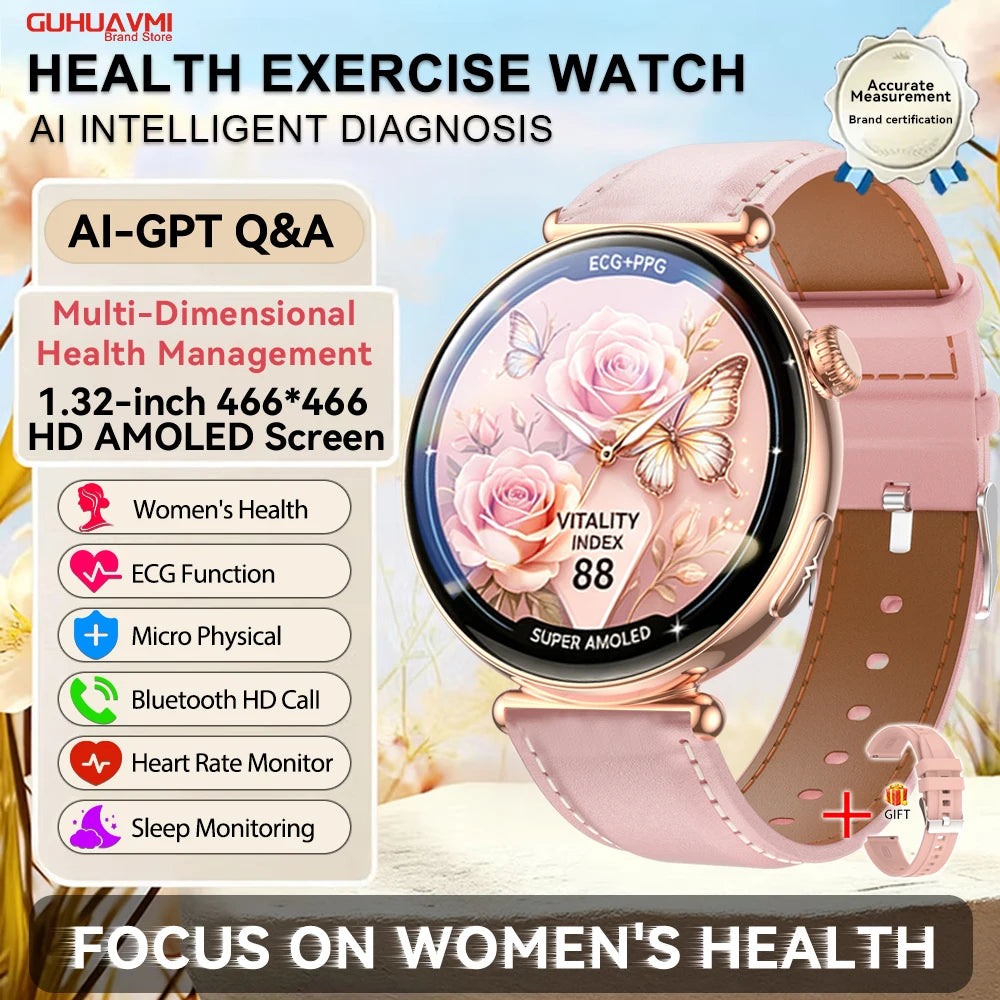 Women ECG Health Smart Watch 1.32'' AMOLED