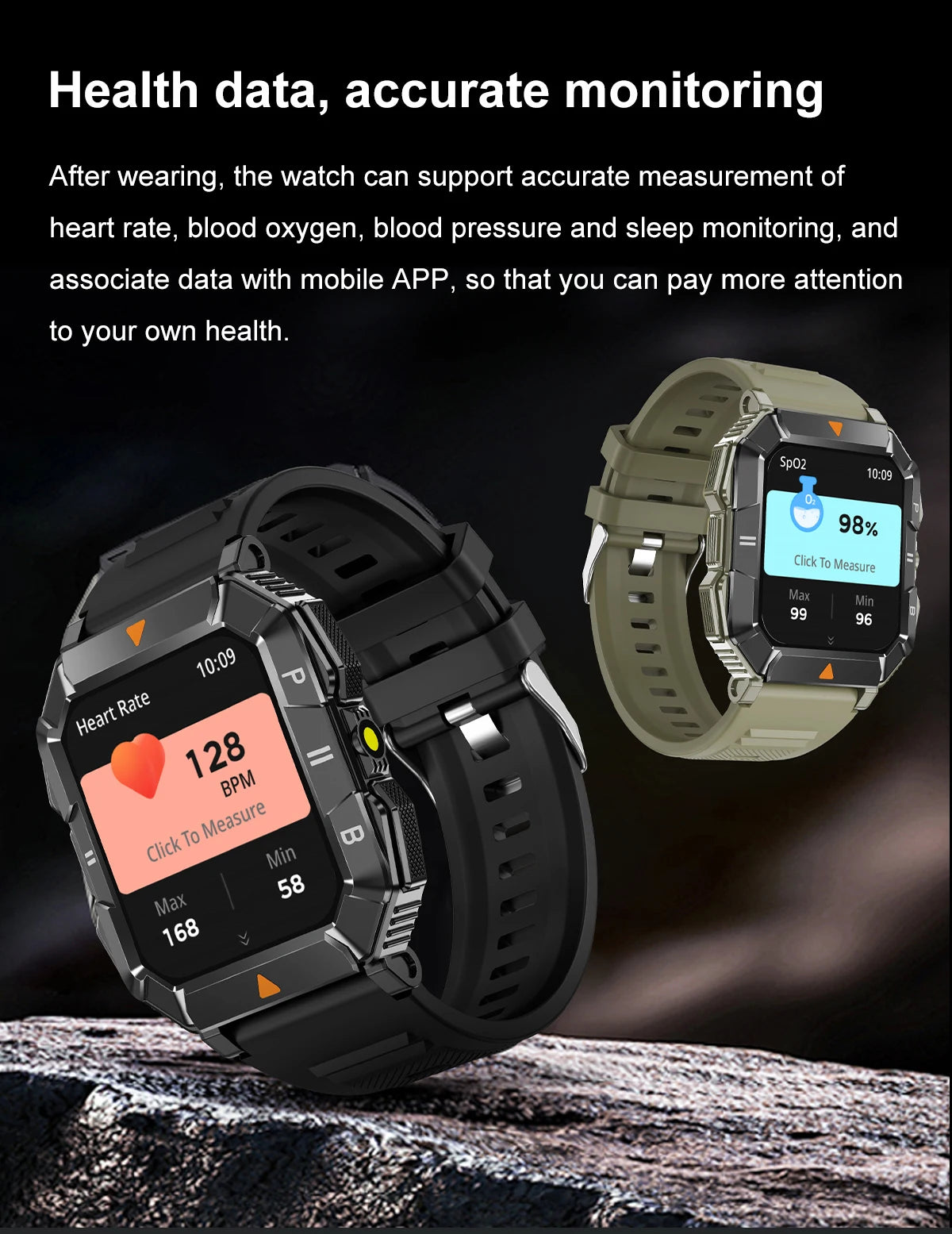 AMOLED Sports Smart Watch with GPS,Heart Rate, Health Monitoring