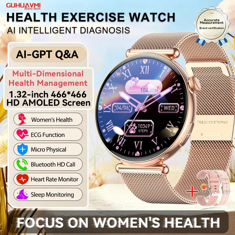 Women ECG Health Smart Watch 1.32'' AMOLED