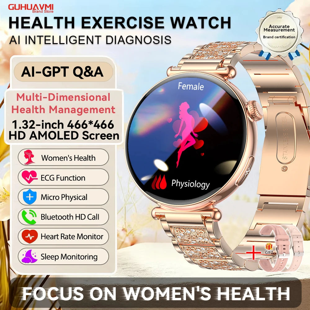 Women ECG Health Smart Watch 1.32'' AMOLED