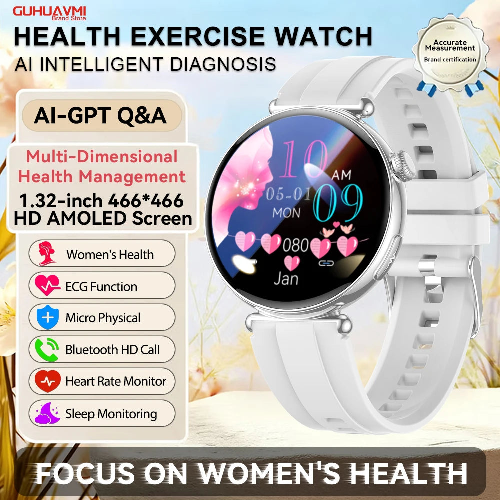 Women ECG Health Smart Watch 1.32'' AMOLED
