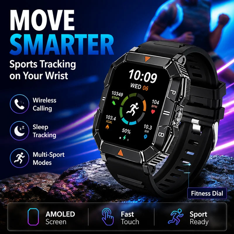 AMOLED Sports Smart Watch with GPS,Heart Rate, Health Monitoring