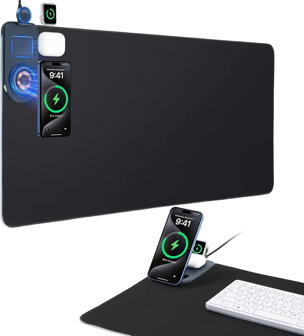 15W Wireless Charging Gaming Mouse Pad, 3-in-1 RGB