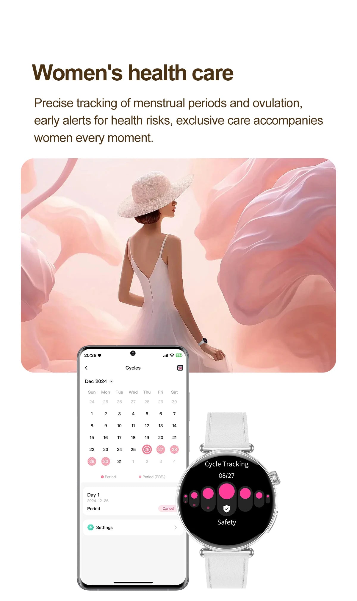 Women ECG Health Smart Watch 1.32'' AMOLED