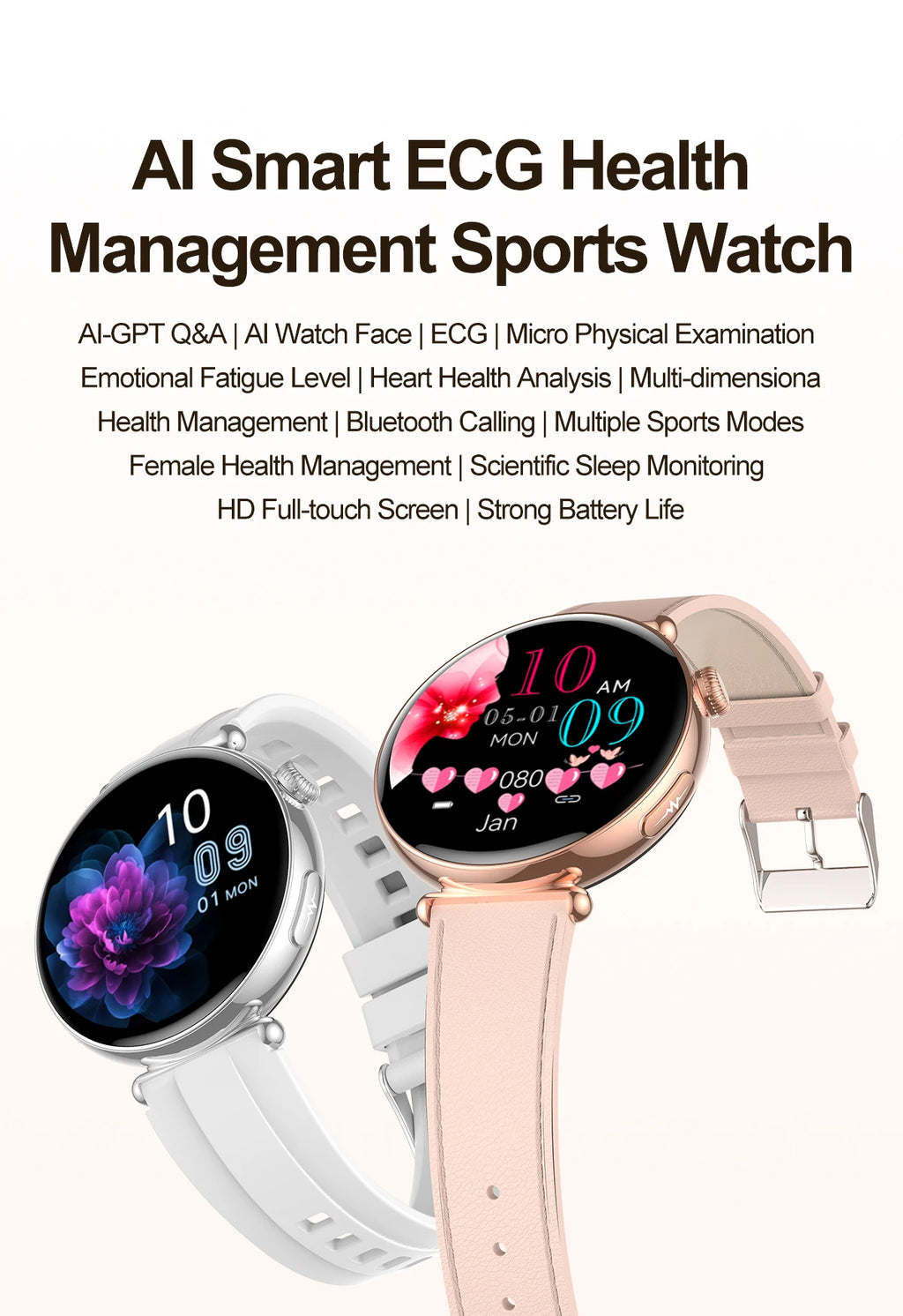 Women ECG Health Smart Watch 1.32'' AMOLED